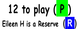 12 to play ( P ) Eileen H is a Reserve  ( R )